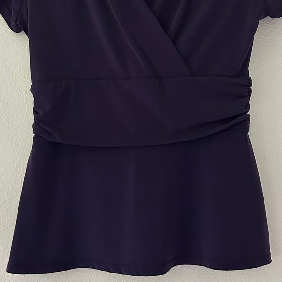 Vintage George stretch babydoll ruched waist peplum wrap 90s Y2K retro stretch S - Picture 3 of 9